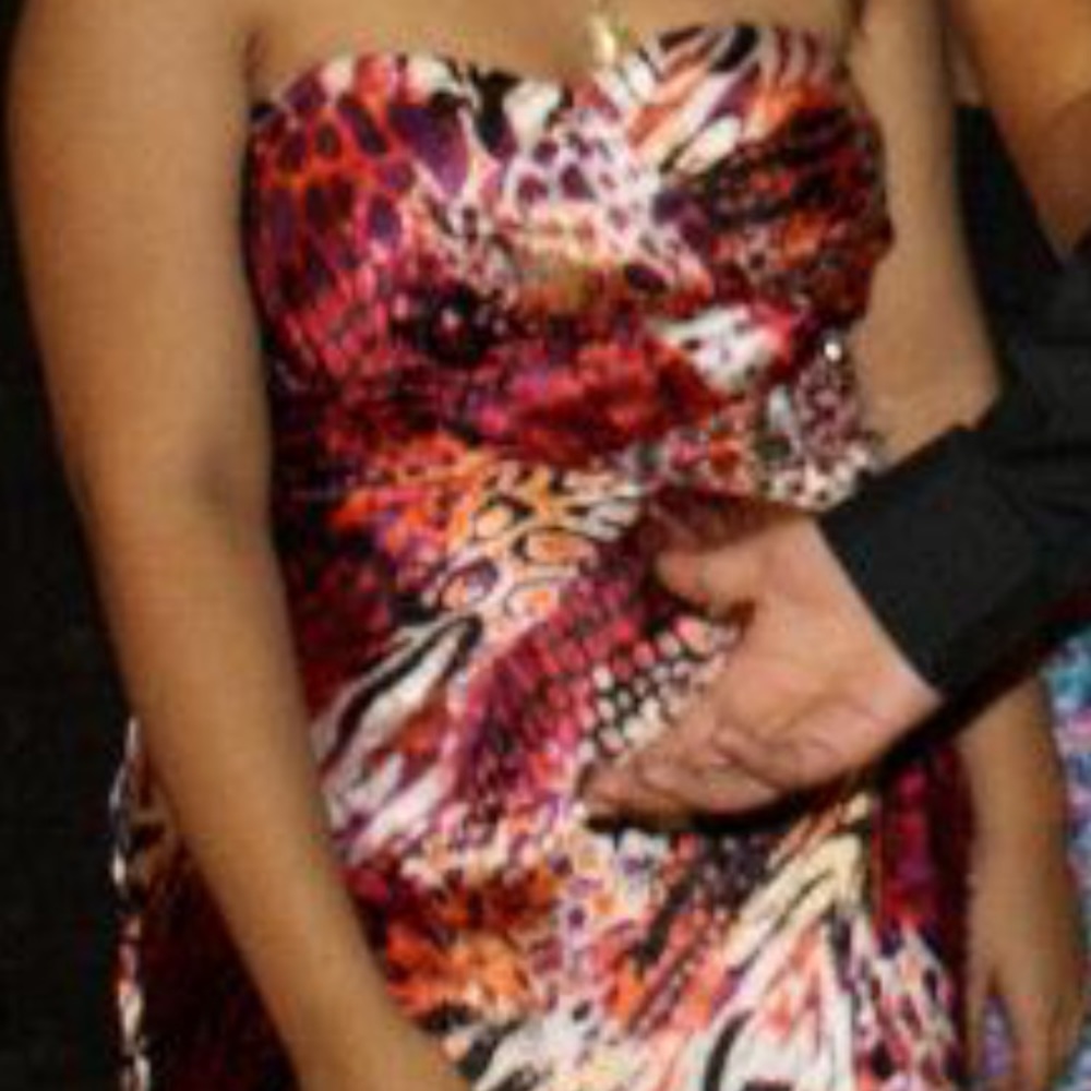 Charlotte Russe Bejeweled Strapless Print Dress